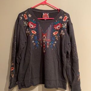 Embroidered crew neck sweatshirt